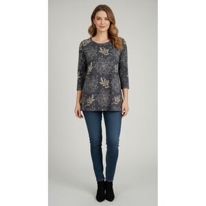 NANU Women Tunic Top Women's‎ Size 1X 3/4 Sleeve Pullover Holiday Stretch Boho